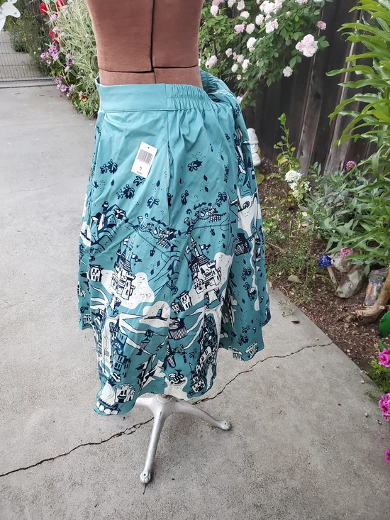 Disney Teal 70th Scenic Print Circle Skirt - Picture 5 of 9